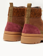 Joelle laced ankle boots - burgundy brown kaki suede