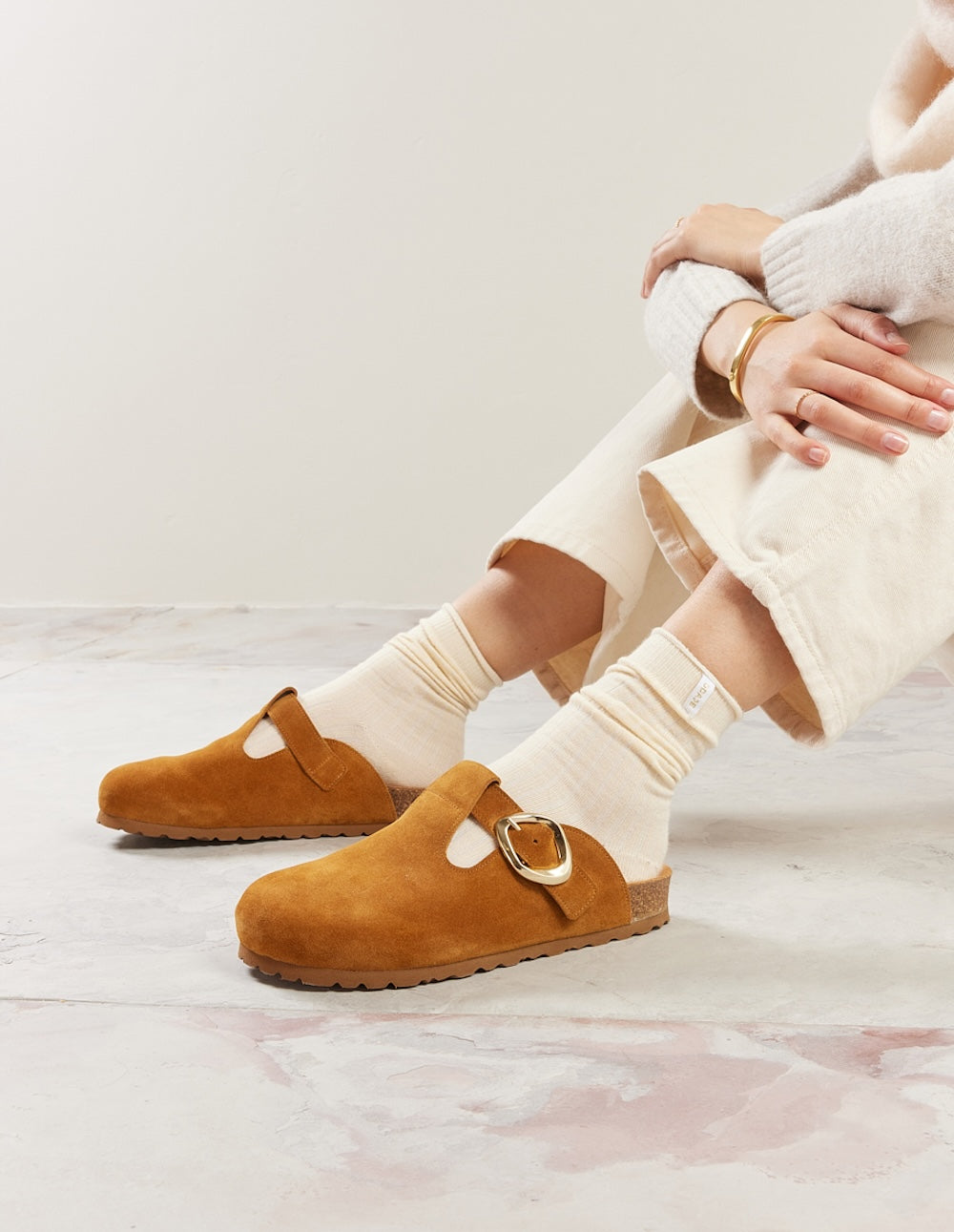 Matilda Mules - Beige Suede