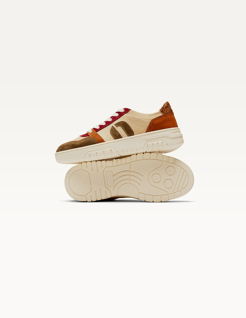 Baskets basses Nora - Kaki cognac crème