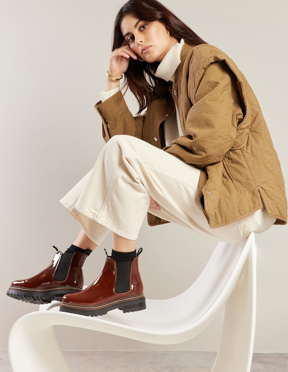 Pernille Bottines - Cuir verni noisette