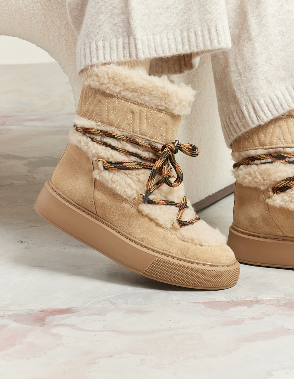 Sarah Fourrées Bottes - Taupe Suede