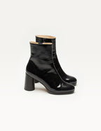 Bottines à talons Serena - Cuir plissé verni noir
