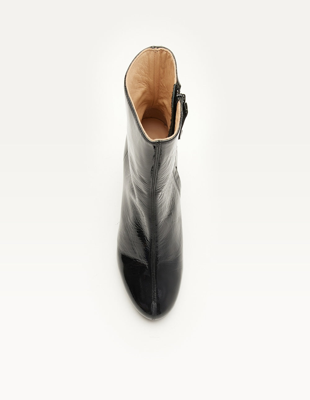 Bottines à talons Serena - Cuir plissé verni noir