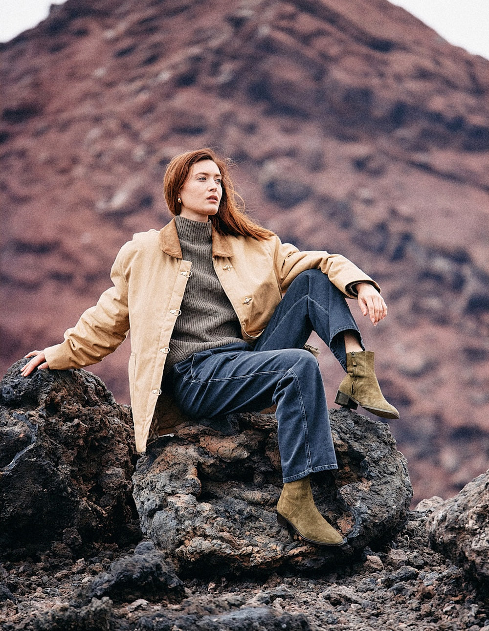 Sybille ankle boots - kaki suède