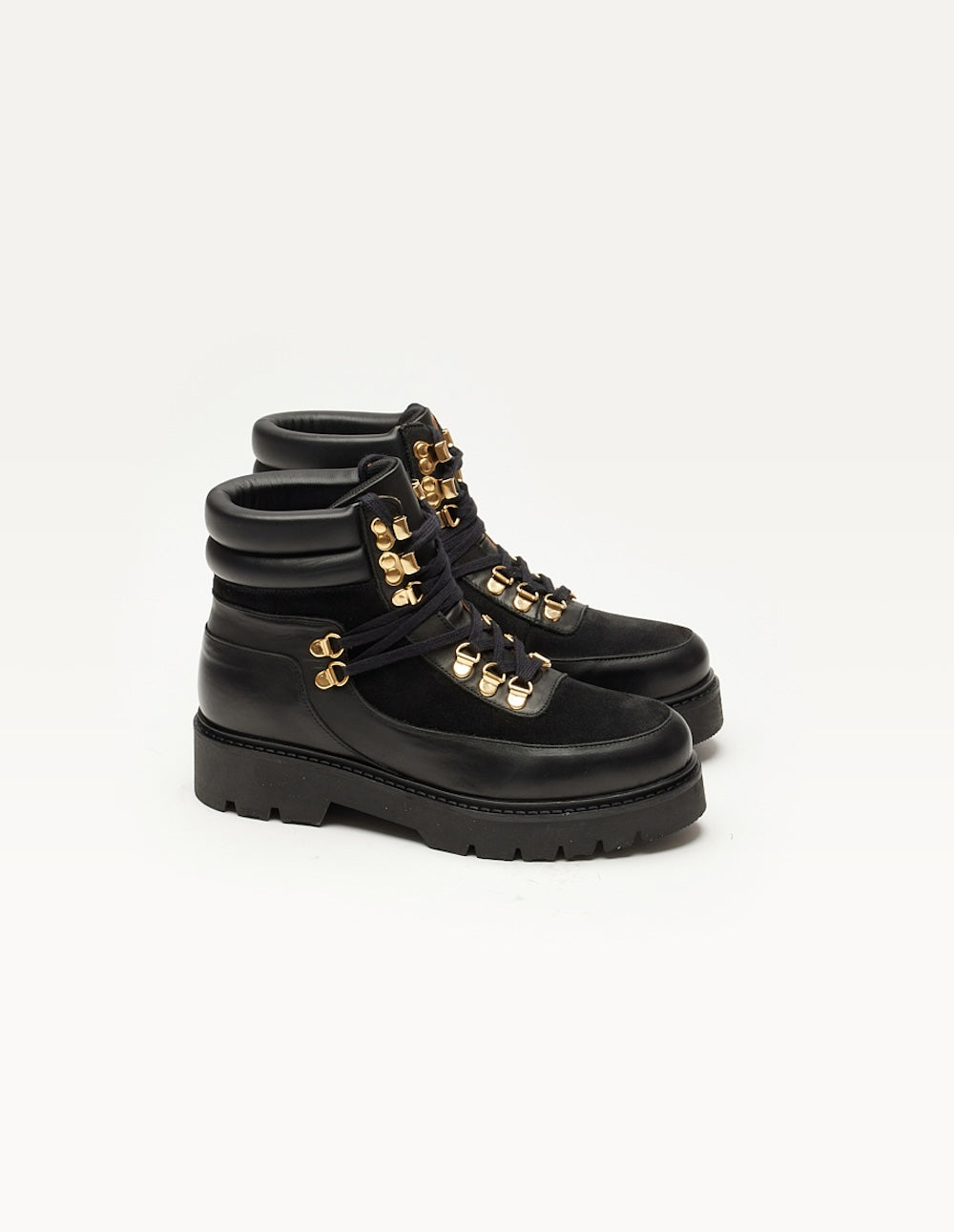 Talie laces ankle boots - Cuir et suède noir