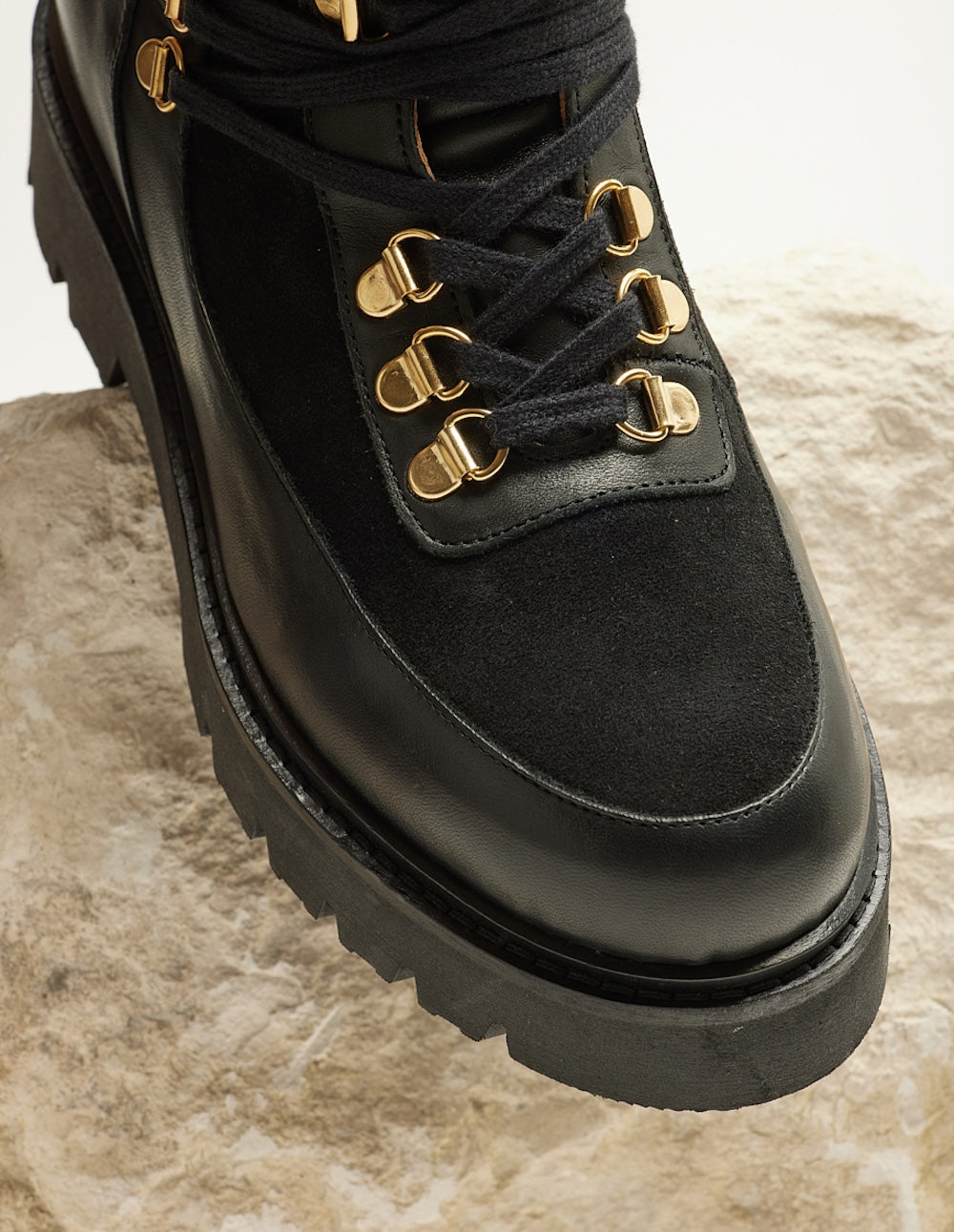 Talie laces ankle boots - Cuir et suède noir