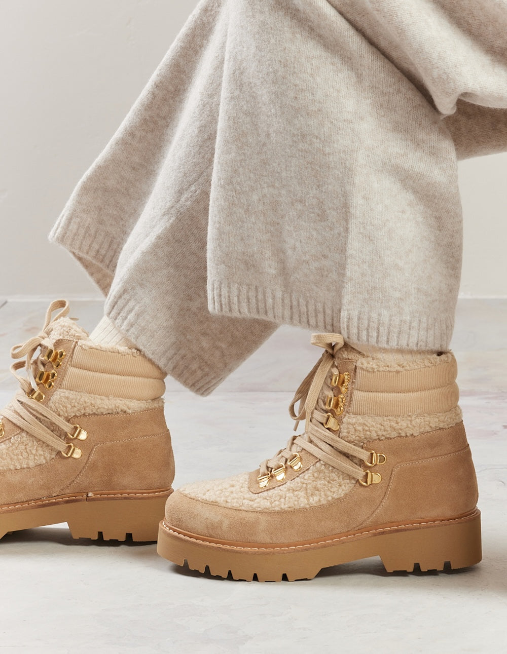 Talie laced ankle boots - Beige suède