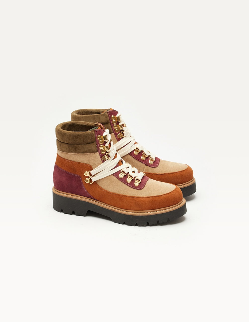 Talie laced ankle boots - Cognac suède beige burgundy