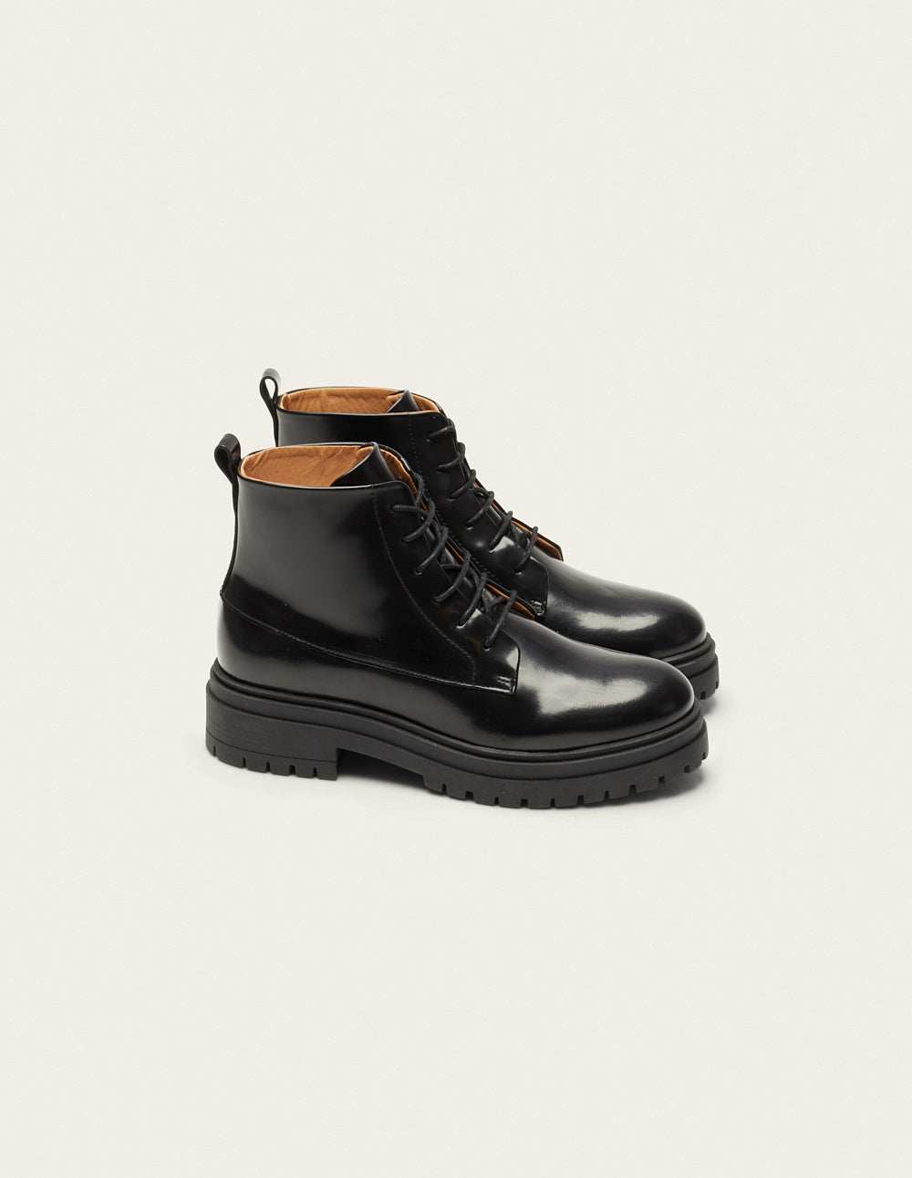 Bérénice laced ankle boots - Cuir box noir