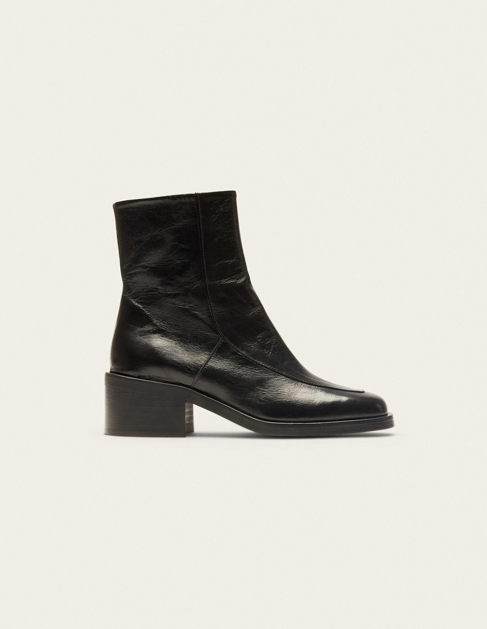 Callie ankle boots - Cuir plissé verni noir