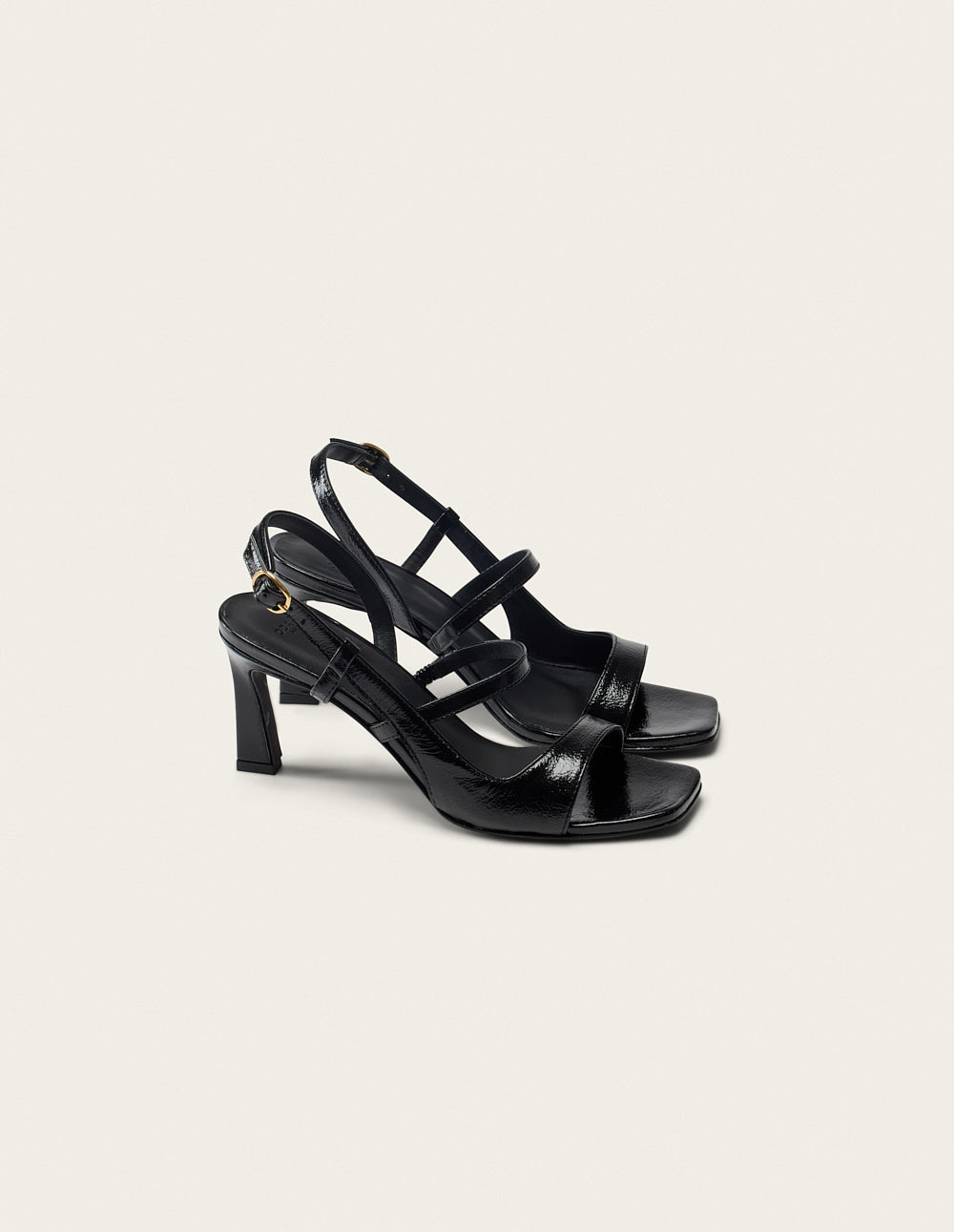 Casta tall sandals - Cuir plissé noir