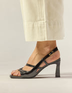 Casta tall sandals - Cuir plissé noir