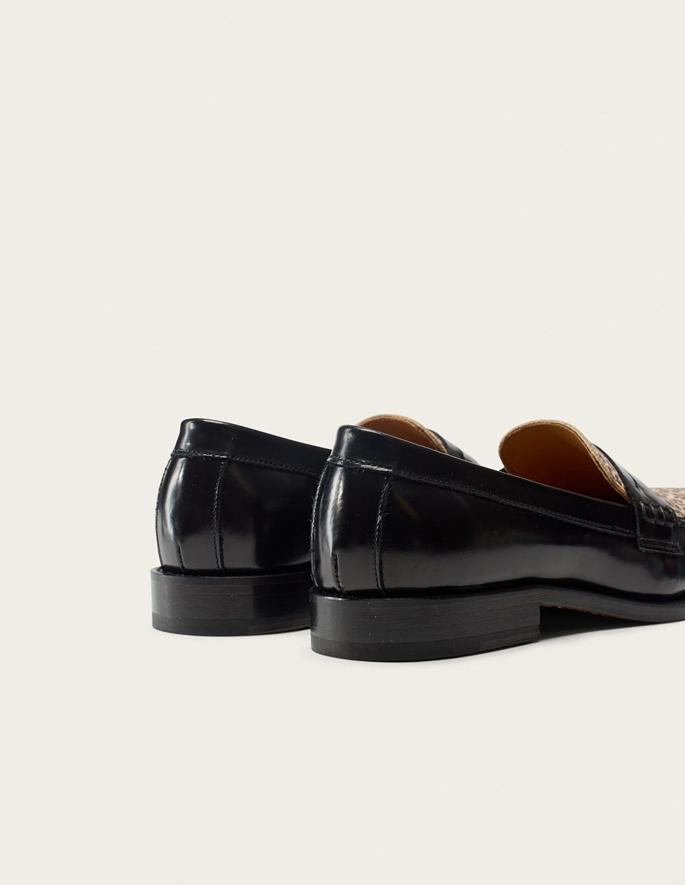 Fanny loafers - Cuir box noir and léopard