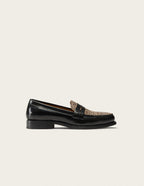 Fanny loafers - Cuir box noir and léopard