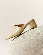 Mules Fika - Cuir pleated ecru