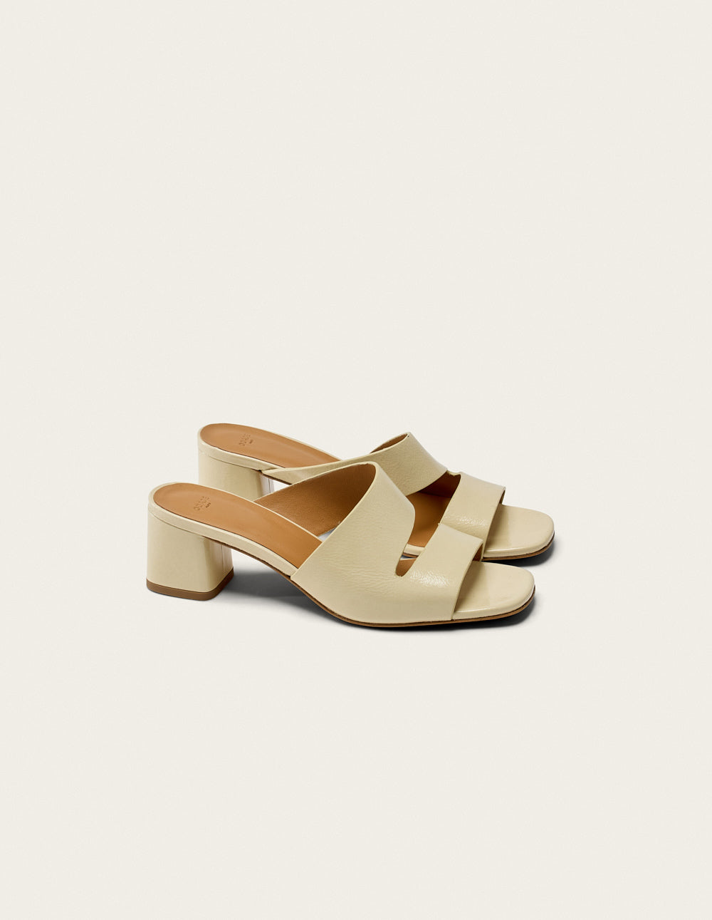 Mules Fika - Cuir pleated ecru