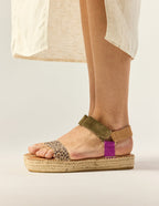 Espadrilles Flore - Magenta kaki beige suede