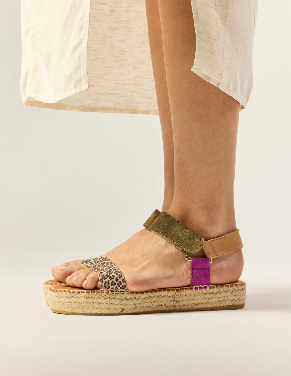 Espadrilles Flore - Magenta kaki beige suede