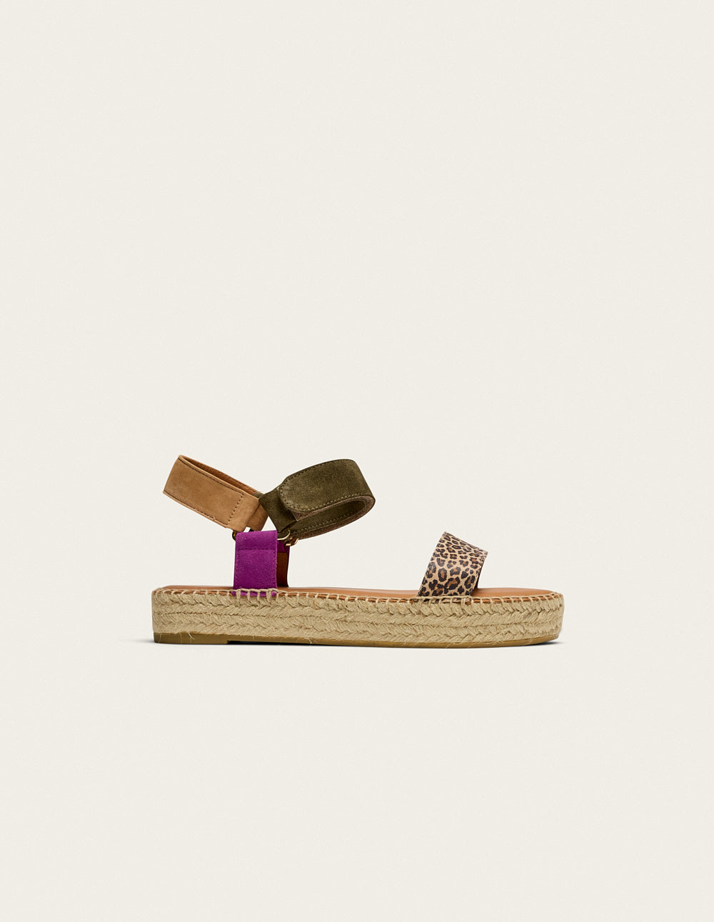Espadrilles Flore - Magenta kaki beige suede