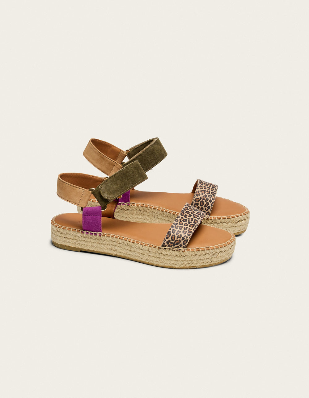 Espadrilles Flore - Magenta kaki beige suede