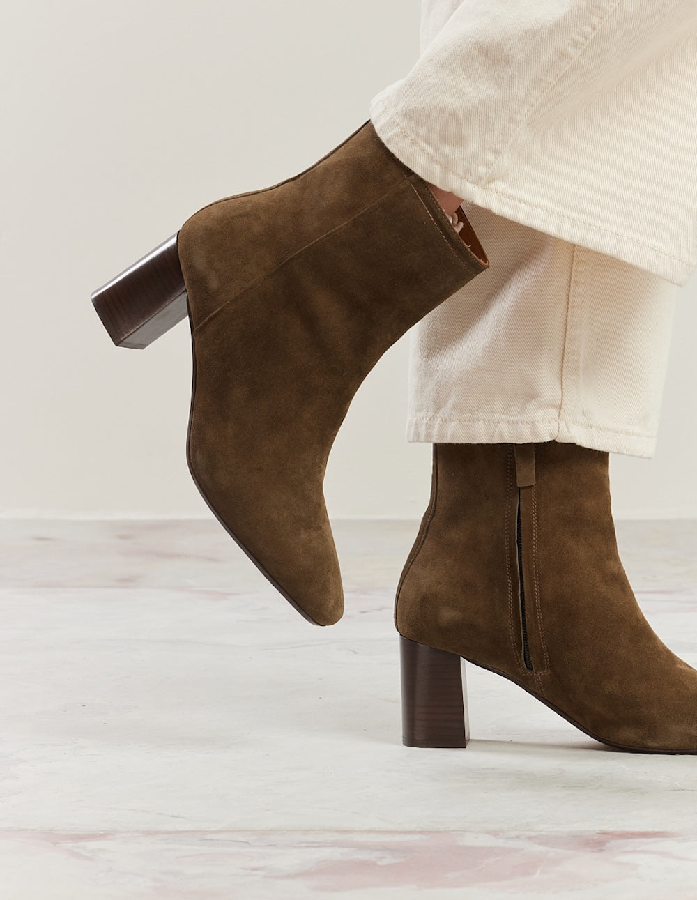 Brune ankle boots - Suède kaki