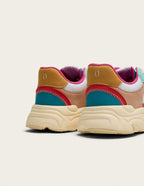 Baskets basses Nathanaelle - Saumon turquoise moutarde