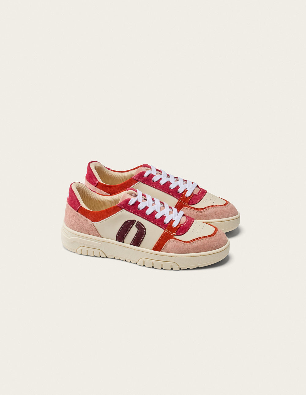Baskets basses Nora - Nude orange blanc