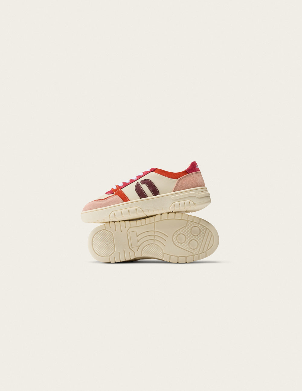 Baskets basses Nora - Nude orange blanc