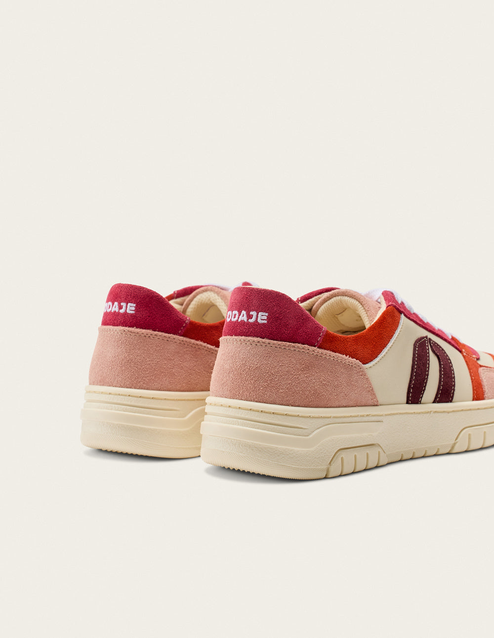 Baskets basses Nora - Nude orange blanc