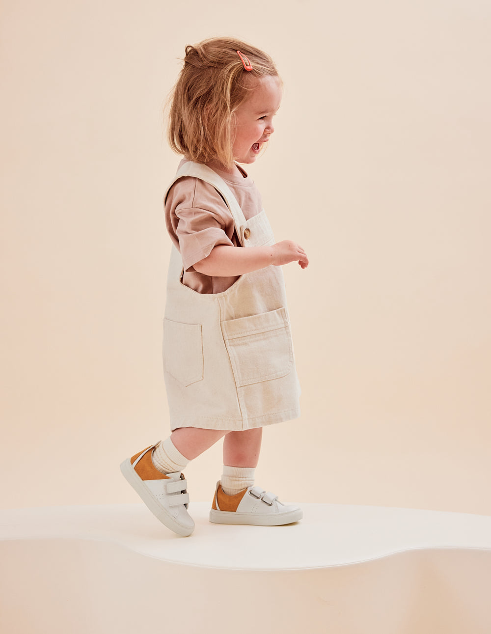 Baskets Kids René Junior - Blanc moutarde