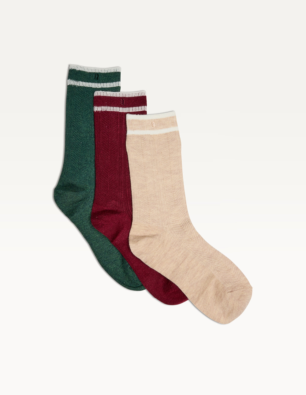 Pack of 3 Chaussettes - beige vert burgundy