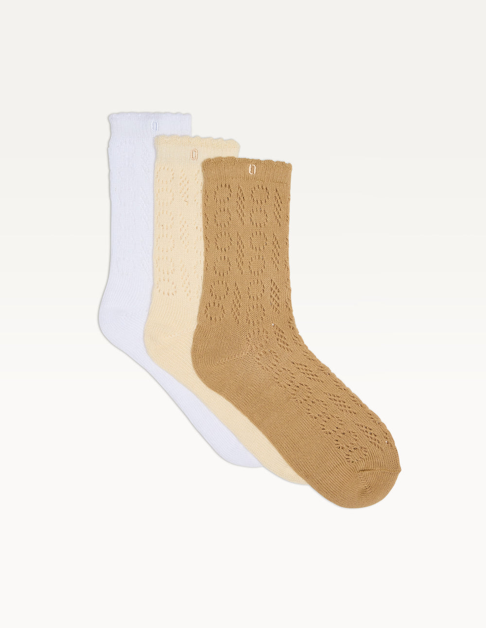 Pack of 3 Chaussettes - Ajourée blanc beige camel