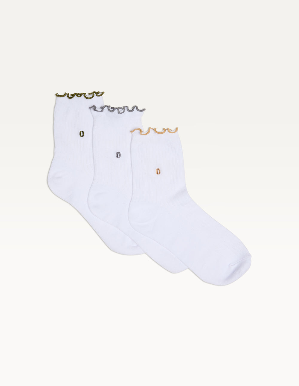 Pack of 3 Chaussettes - Froufrou vert gris camel