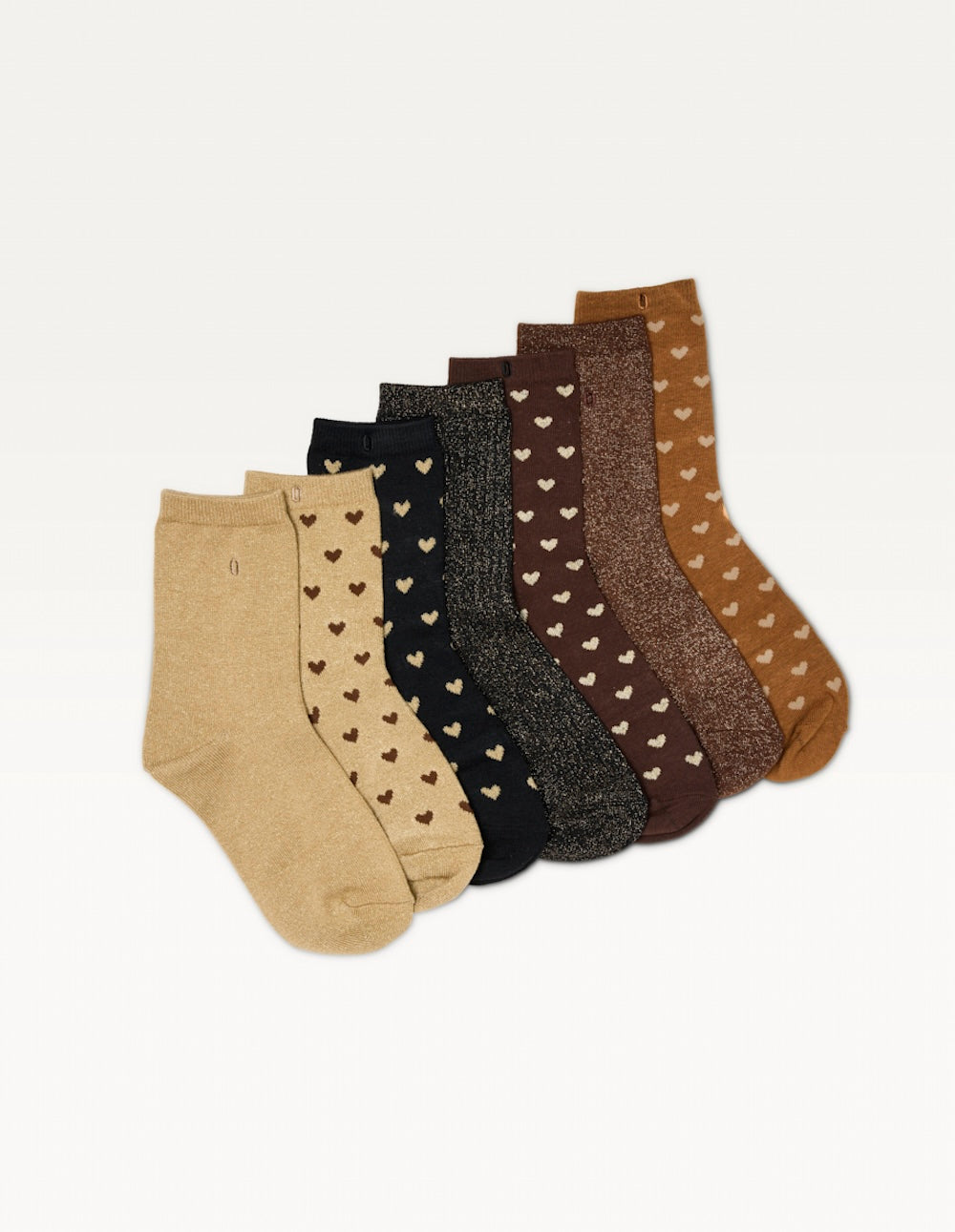 Gift set of 7 chaussettes - Chaussettes Coeur paillettes