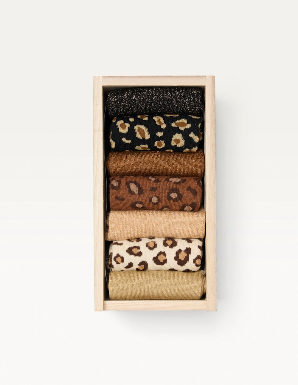 Gift set of 7 chaussettes - Chaussettes Léopard et paillettes