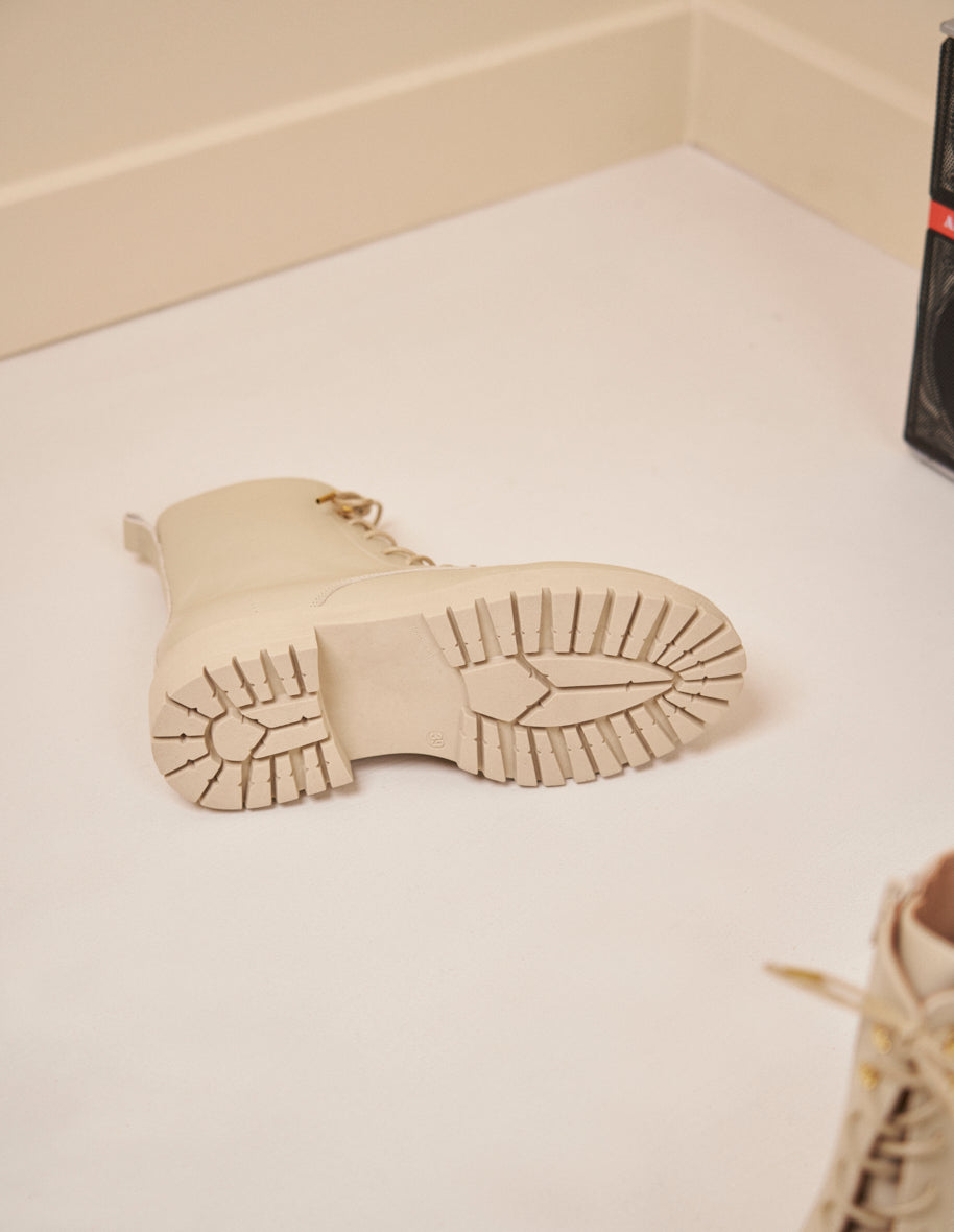 Bottines à lacets Salomé - Cuir crème