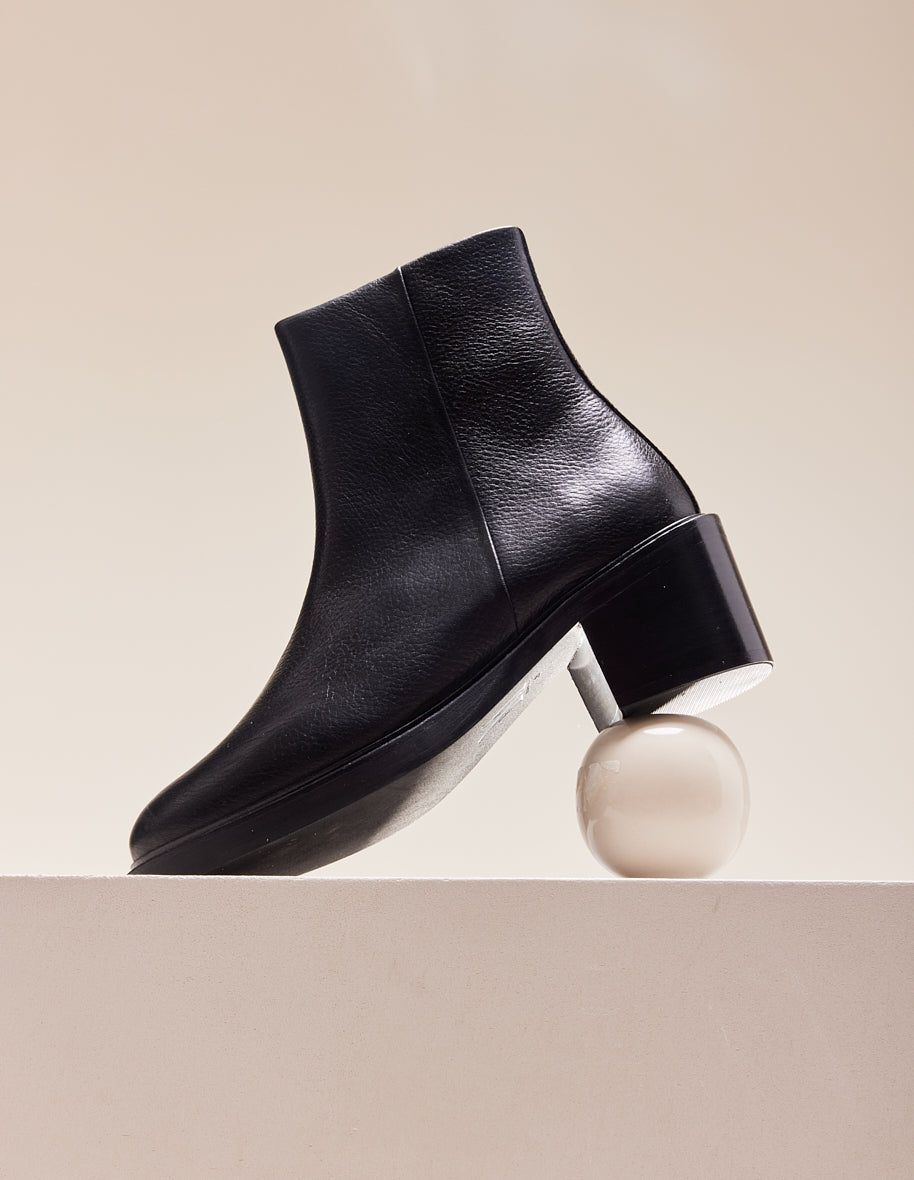Véronique ankle boots - Cuir grainé noir