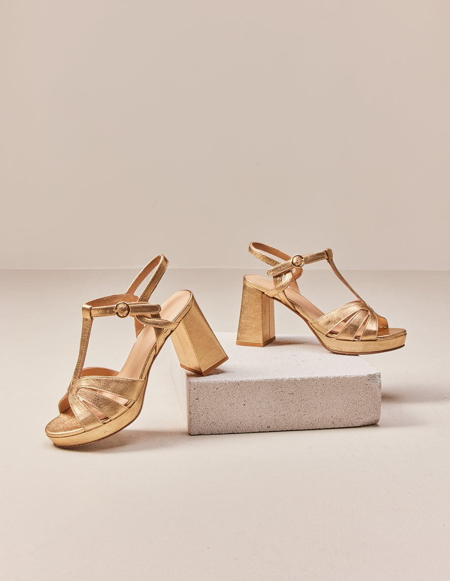 Blandine tall sandals - Cuir doré