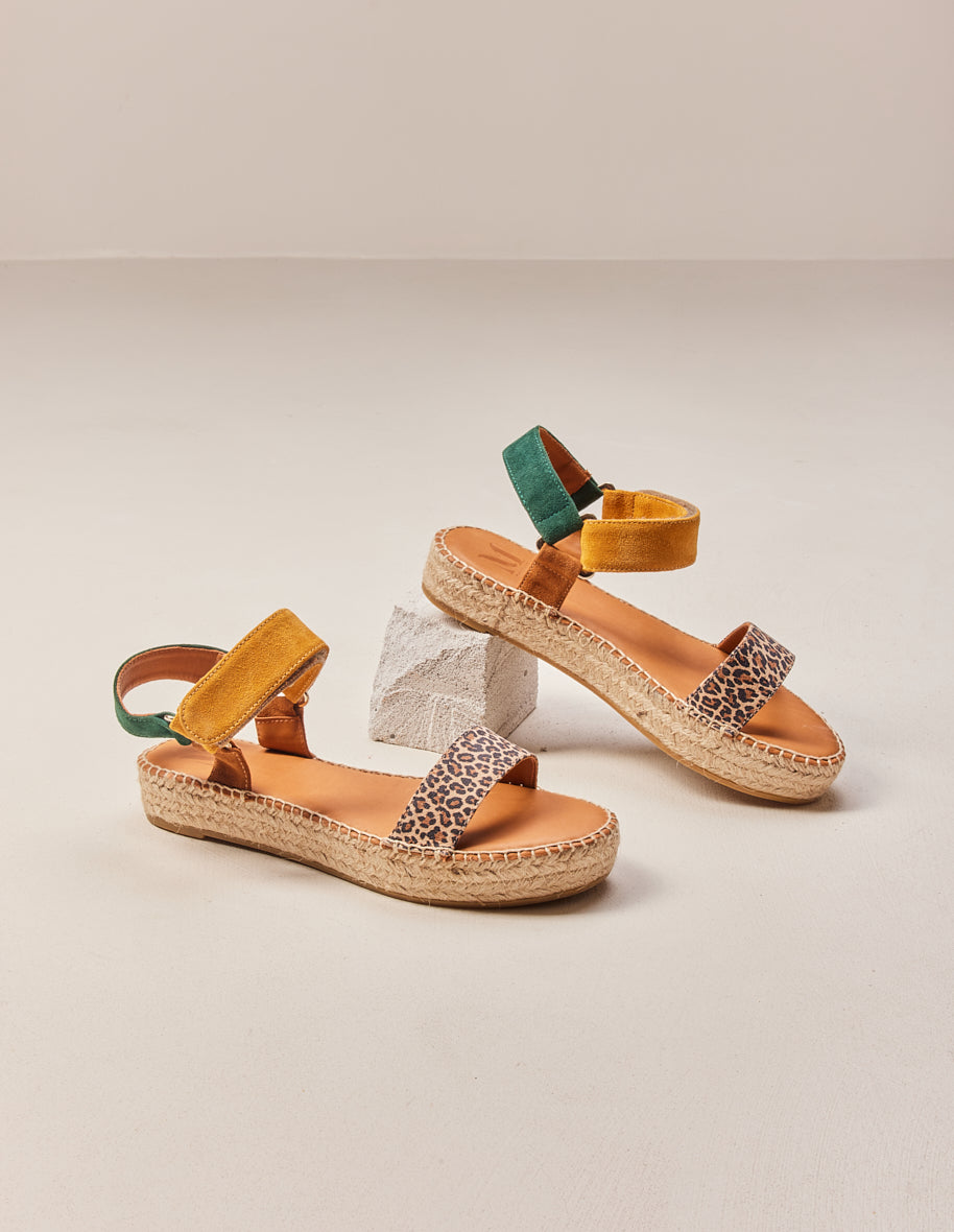 Floral Espadrilles - Brown sapin suede