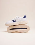 Baskets basses Aimé - Cuir recyclé et suède vegan blanc marine