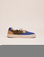 Baskets basses Alexandre - Toile bleu gris, beige et kaki
