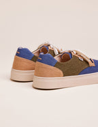 Baskets basses Alexandre - Toile bleu gris, beige et kaki