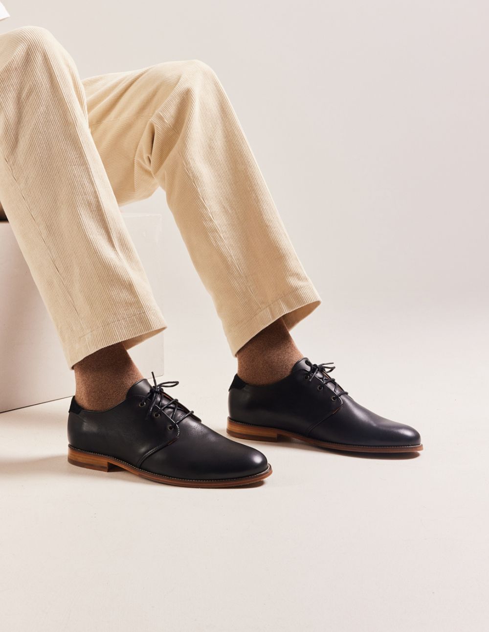 Derbies Alphonse - Cuir noir et mouchété