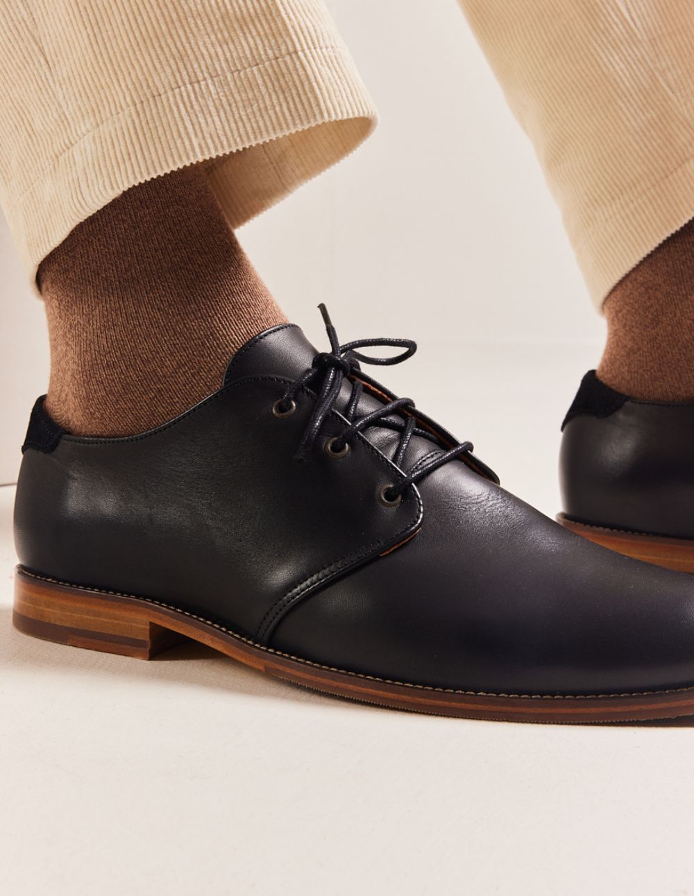 Derbies Alphonse - Cuir noir et mouchété