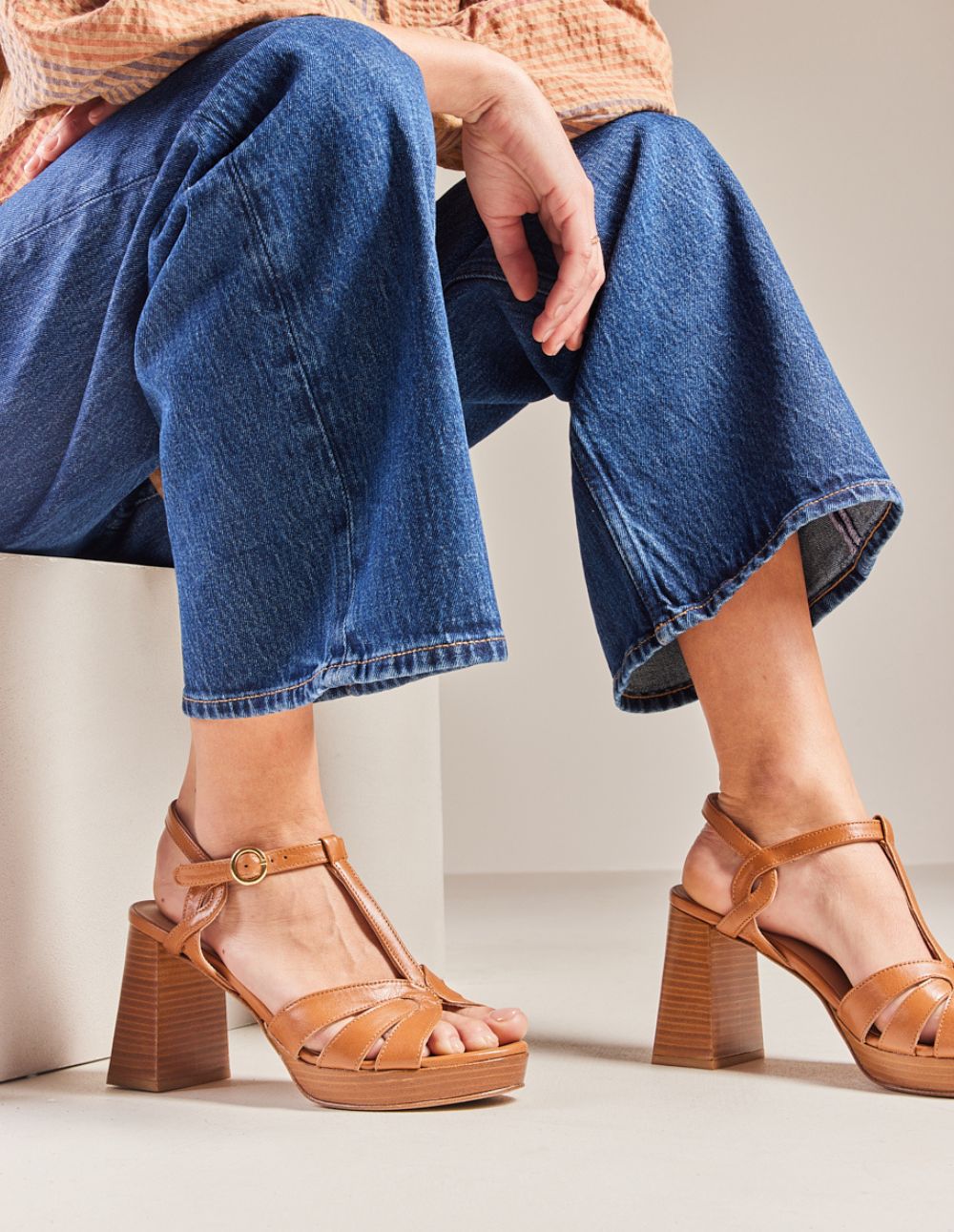 Blandine tall sandals - Cuir boisé