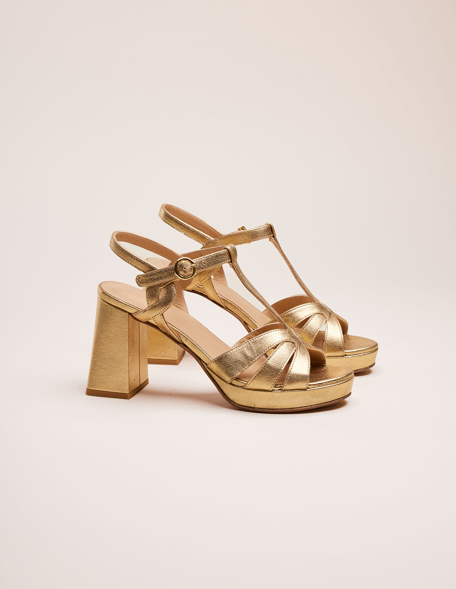 Blandine tall sandals - Cuir doré
