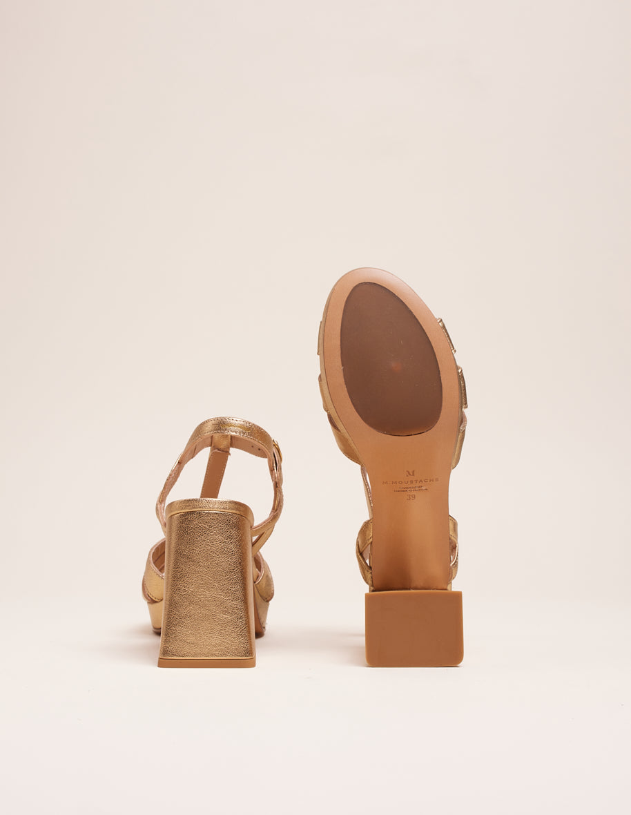 Blandine tall sandals - Cuir doré