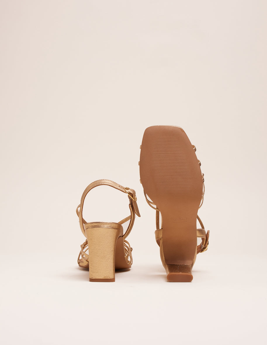 Carla tall sandals - Cuir doré