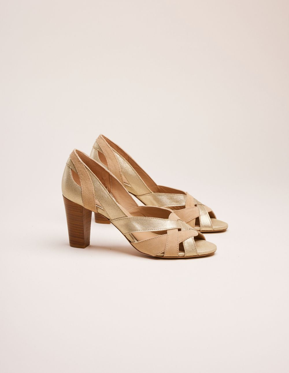 Clémentine H tall sandals - Cuir et suède champagne beige