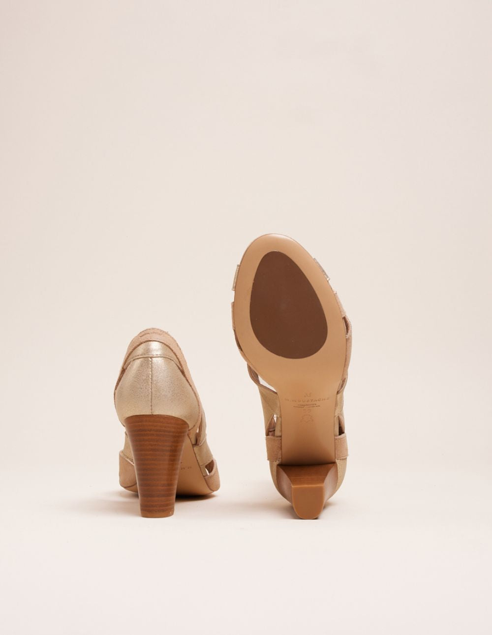 Clémentine H tall sandals - Cuir et suède champagne beige